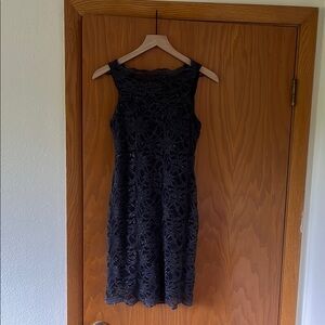 Morgan & Co. Elegant Grey Lace Mini Dress